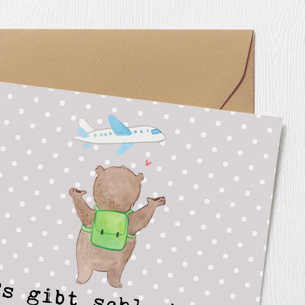 Deluxe Card bear Travel Klappkarte, Hochwertige Klappkarte, Hochwertige Grußkarte, Glückwunschkarte, Geburtstagskarte, Grußkarte, Karte, Einladungskarte, Hochzeitskarte, Geschenk, Sport, Sportart, Hobby, Schenken, Danke, Dankeschön, Auszeichnung, Gewinn, Sportler, Urlaub, Reisebüro, Reiseveranstalter, Auslandsjahr, Schüleraustausch, Weltreise, Reisegruppe, Urlaube, Reisen, Austauschjahr