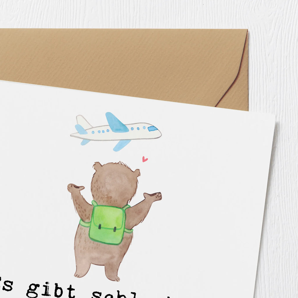 Deluxe Card bear Travel Klappkarte, Hochwertige Klappkarte, Hochwertige Grußkarte, Glückwunschkarte, Geburtstagskarte, Grußkarte, Karte, Einladungskarte, Hochzeitskarte, Geschenk, Sport, Sportart, Hobby, Schenken, Danke, Dankeschön, Auszeichnung, Gewinn, Sportler, Urlaub, Reisebüro, Reiseveranstalter, Auslandsjahr, Schüleraustausch, Weltreise, Reisegruppe, Urlaube, Reisen, Austauschjahr