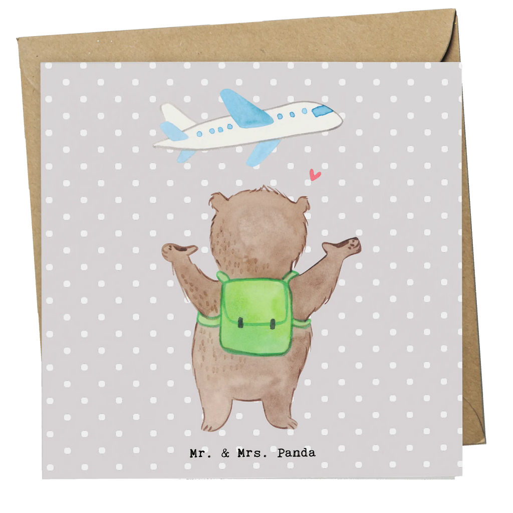 Deluxe Card bear Travel Klappkarte, Hochwertige Klappkarte, Hochwertige Grußkarte, Glückwunschkarte, Geburtstagskarte, Grußkarte, Karte, Einladungskarte, Hochzeitskarte, Geschenk, Sport, Sportart, Hobby, Schenken, Danke, Dankeschön, Auszeichnung, Gewinn, Sportler, Urlaub, Reisebüro, Reiseveranstalter, Auslandsjahr, Schüleraustausch, Weltreise, Reisegruppe, Urlaube, Reisen, Austauschjahr