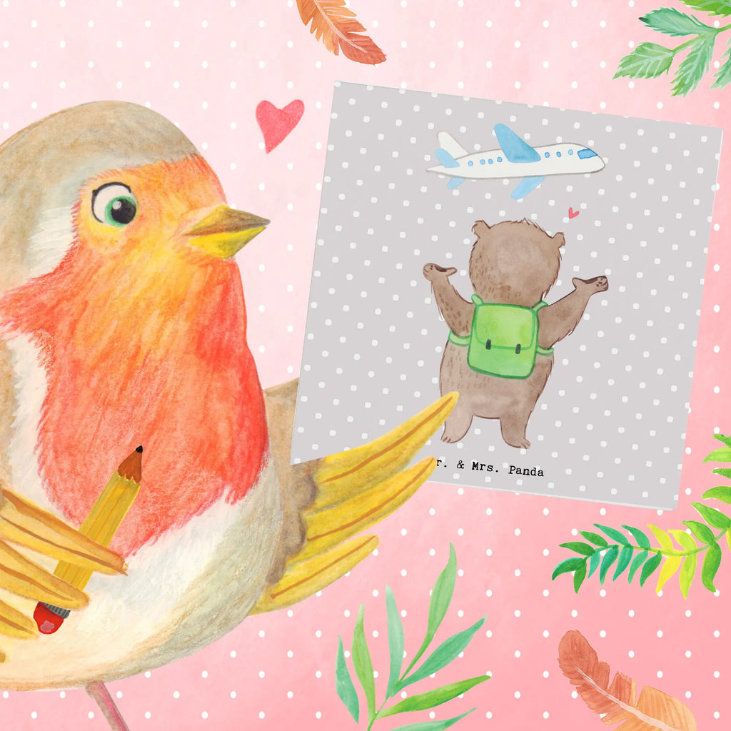 Deluxe Card bear Travel Klappkarte, Hochwertige Klappkarte, Hochwertige Grußkarte, Glückwunschkarte, Geburtstagskarte, Grußkarte, Karte, Einladungskarte, Hochzeitskarte, Geschenk, Sport, Sportart, Hobby, Schenken, Danke, Dankeschön, Auszeichnung, Gewinn, Sportler, Urlaub, Reisebüro, Reiseveranstalter, Auslandsjahr, Schüleraustausch, Weltreise, Reisegruppe, Urlaube, Reisen, Austauschjahr