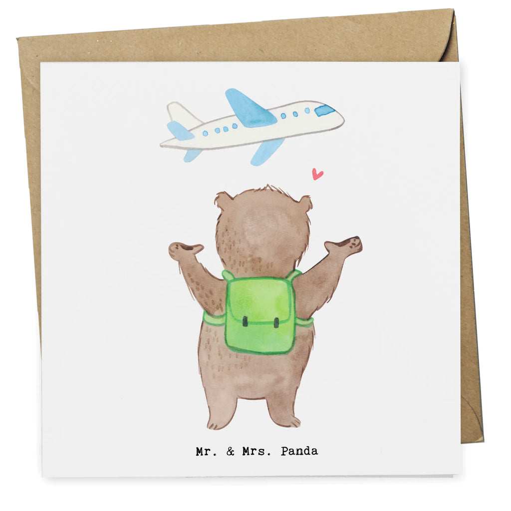 Deluxe Card bear Travel Klappkarte, Hochwertige Klappkarte, Hochwertige Grußkarte, Glückwunschkarte, Geburtstagskarte, Grußkarte, Karte, Einladungskarte, Hochzeitskarte, Geschenk, Sport, Sportart, Hobby, Schenken, Danke, Dankeschön, Auszeichnung, Gewinn, Sportler, Urlaub, Reisebüro, Reiseveranstalter, Auslandsjahr, Schüleraustausch, Weltreise, Reisegruppe, Urlaube, Reisen, Austauschjahr