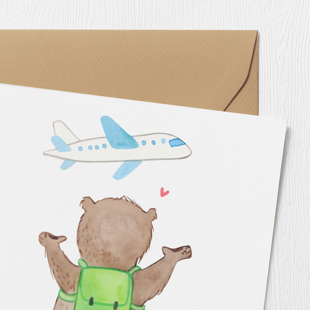 Deluxe Card bear Travel Klappkarte, Hochwertige Klappkarte, Hochwertige Grußkarte, Glückwunschkarte, Geburtstagskarte, Grußkarte, Karte, Einladungskarte, Hochzeitskarte, Geschenk, Sport, Sportart, Hobby, Schenken, Danke, Dankeschön, Auszeichnung, Gewinn, Sportler, Urlaub, Reisebüro, Reiseveranstalter, Auslandsjahr, Schüleraustausch, Weltreise, Reisegruppe, Urlaube, Reisen, Austauschjahr