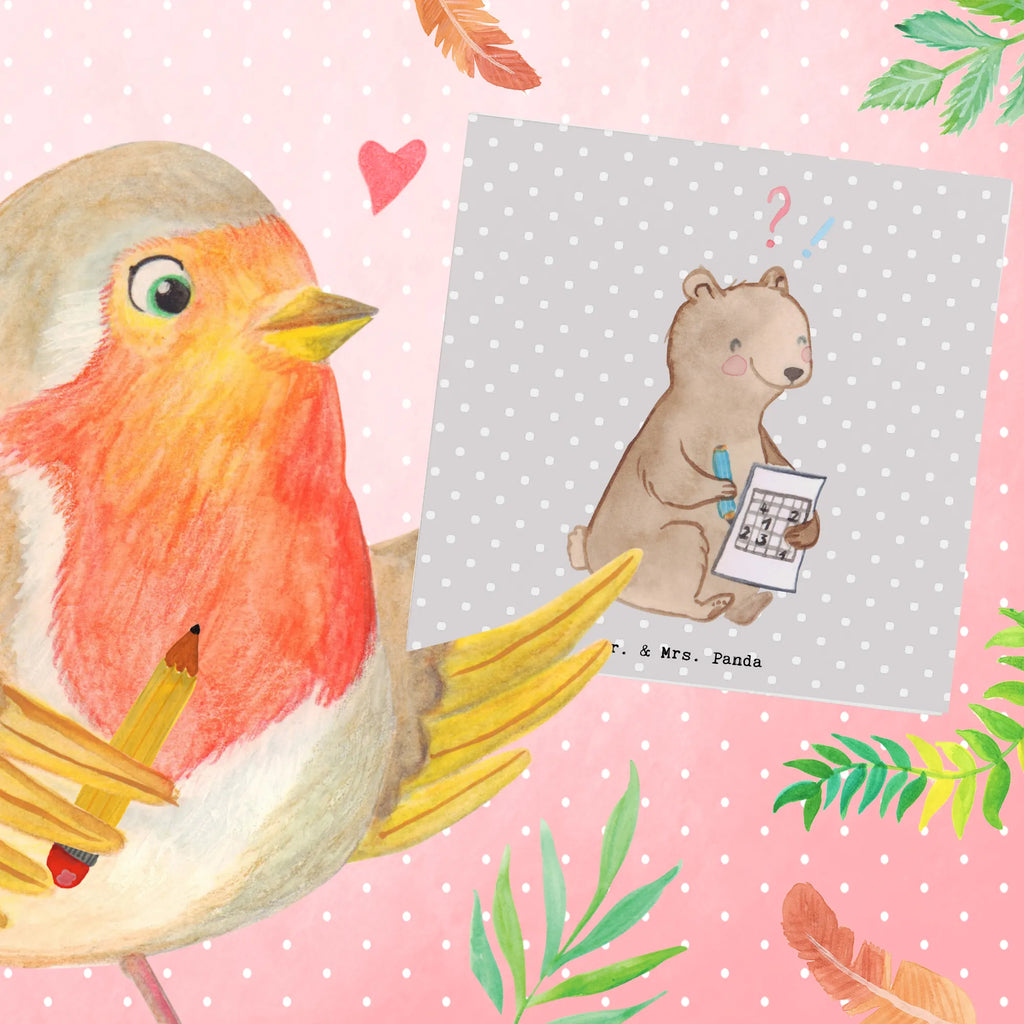 Deluxe Karte Bär Rätsel lösen Karte, Einladungskarte, Glückwunschkarte, Klappkarte, Hochwertige Klappkarte, Hochwertige Grußkarte, Geburtstagskarte, Grußkarte, Hochzeitskarte, Geschenk, Sport, Sportart, Hobby, Schenken, Danke, Dankeschön, Auszeichnung, Gewinn, Sportler, Gedächtnissport, Kreuzworträtsel lösen, Gedächtnistraining, Rätsel lösen, Knobeln