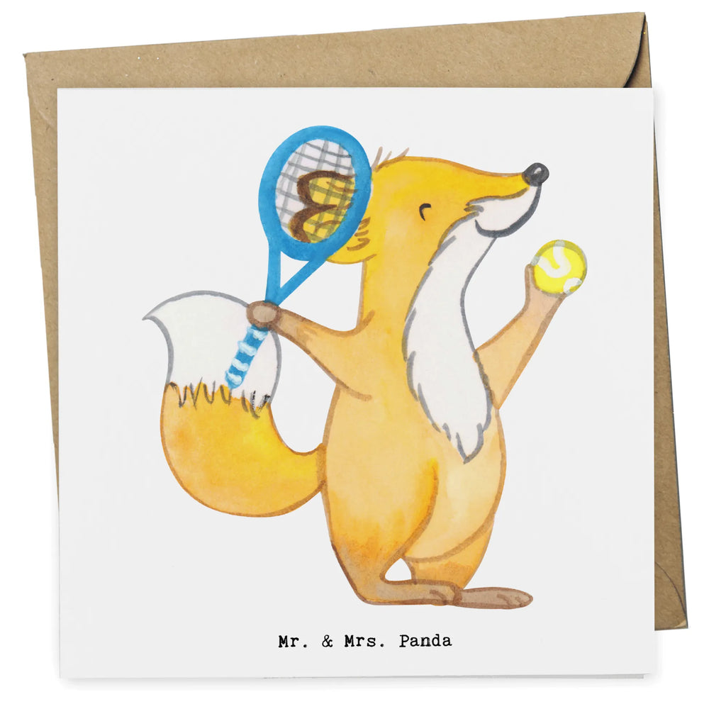 Deluxe Card Fox play tennis Hochwertige Klappkarte, Glückwunschkarte, Karte, Geburtstagskarte, Hochwertige Grußkarte, Klappkarte, Einladungskarte, Hochzeitskarte, Grußkarte, Geschenk, Sport, Sportart, Hobby, Schenken, Danke, Dankeschön, Auszeichnung, Gewinn, Sportler, Tennisclub, Tennis Turnier, Tennisverein, Ballsportart, Tennis spielen
