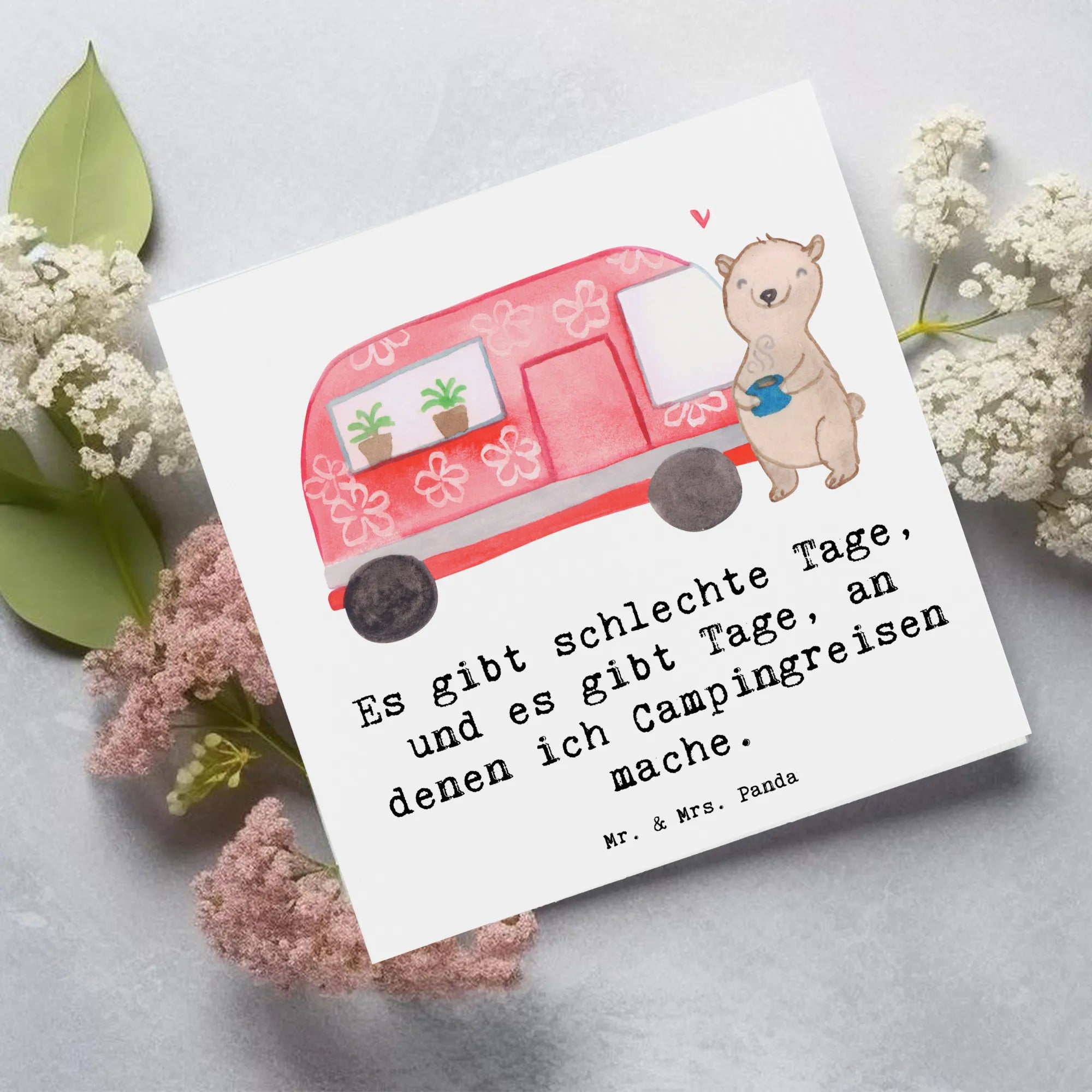 Glückwunschkarte Bär Camper