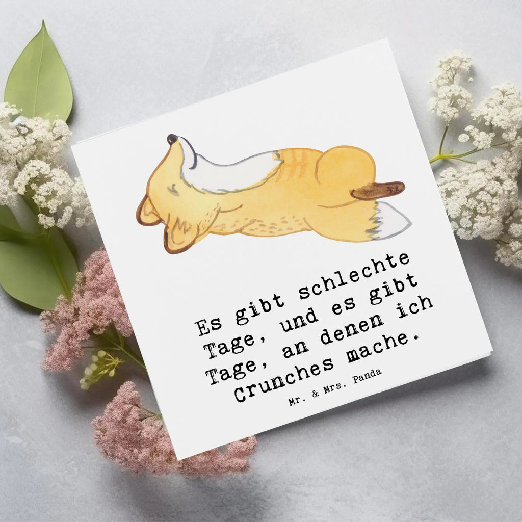 Deluxe Card Fox crunches Grußkarte, Einladungskarte, Hochwertige Klappkarte, Karte, Geburtstagskarte, Hochzeitskarte, Hochwertige Grußkarte, Glückwunschkarte, Klappkarte, Geschenk, Sport, Sportart, Hobby, Schenken, Danke, Dankeschön, Auszeichnung, Gewinn, Sportler, Bauchpressen, Fitnessstudio, Fitness, Crunches