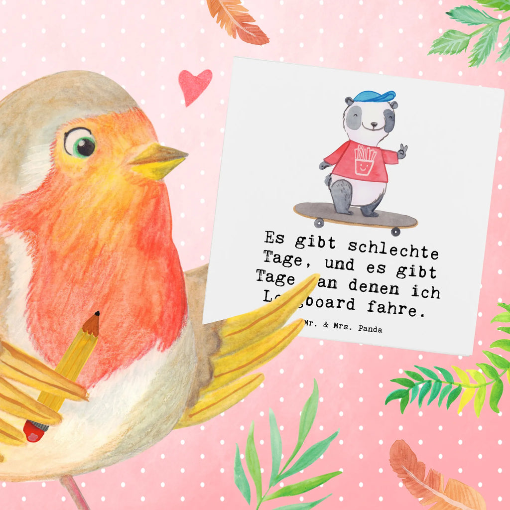 Deluxe Karte Panda Longboard fahren Karte, Geburtstagskarte, Hochzeitskarte, Einladungskarte, Grußkarte, Glückwunschkarte, Hochwertige Grußkarte, Hochwertige Klappkarte, Klappkarte, Geschenk, Sport, Sportart, Hobby, Schenken, Danke, Dankeschön, Auszeichnung, Gewinn, Sportler, Skaten, Longboard fahren