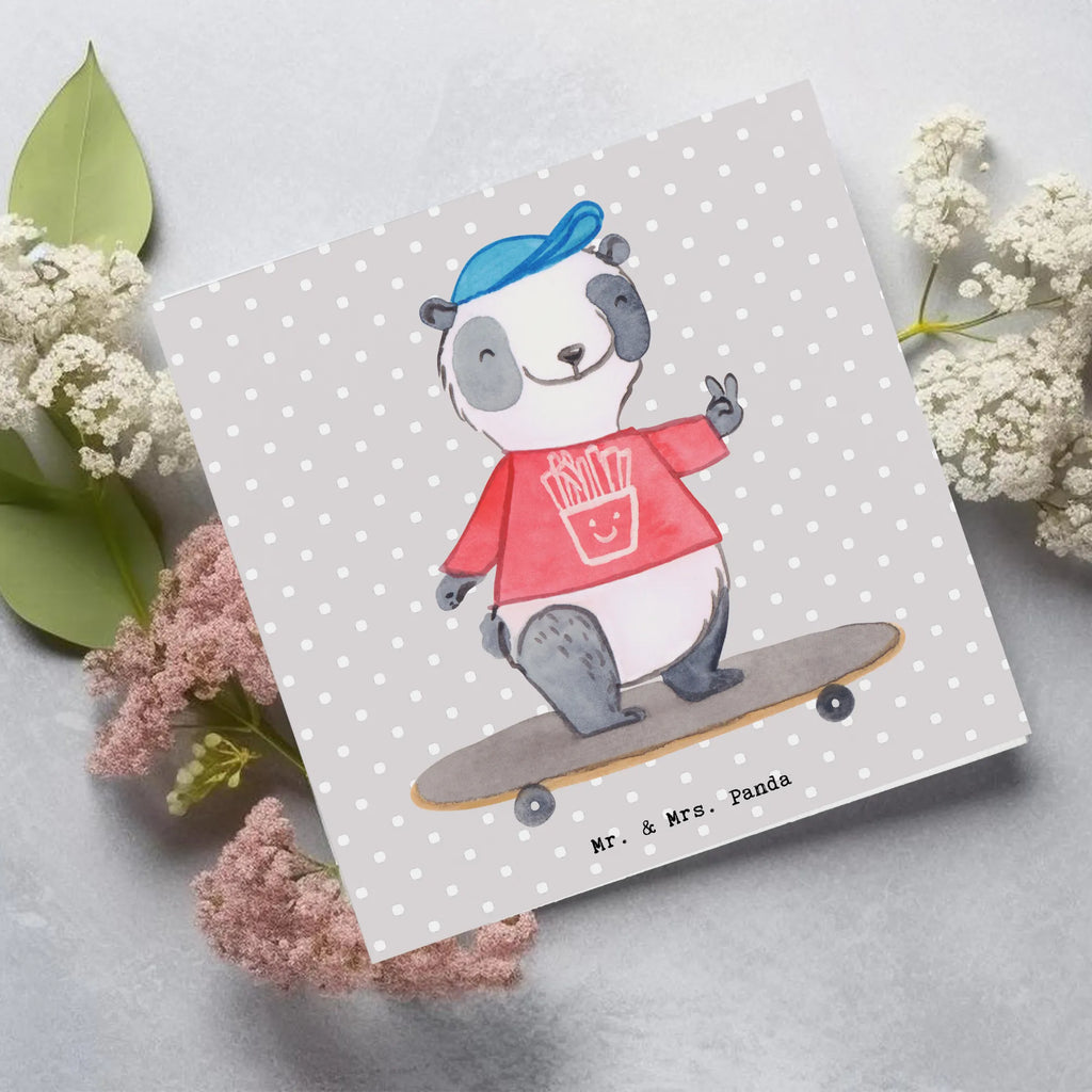 Deluxe Karte Panda Longboard fahren Karte, Geburtstagskarte, Hochzeitskarte, Einladungskarte, Grußkarte, Glückwunschkarte, Hochwertige Grußkarte, Hochwertige Klappkarte, Klappkarte, Geschenk, Sport, Sportart, Hobby, Schenken, Danke, Dankeschön, Auszeichnung, Gewinn, Sportler, Skaten, Longboard fahren