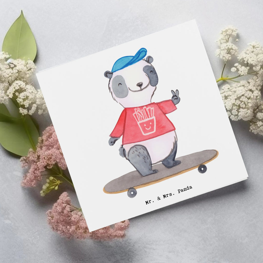 Deluxe Karte Panda Longboard fahren Karte, Geburtstagskarte, Hochzeitskarte, Einladungskarte, Grußkarte, Glückwunschkarte, Hochwertige Grußkarte, Hochwertige Klappkarte, Klappkarte, Geschenk, Sport, Sportart, Hobby, Schenken, Danke, Dankeschön, Auszeichnung, Gewinn, Sportler, Skaten, Longboard fahren
