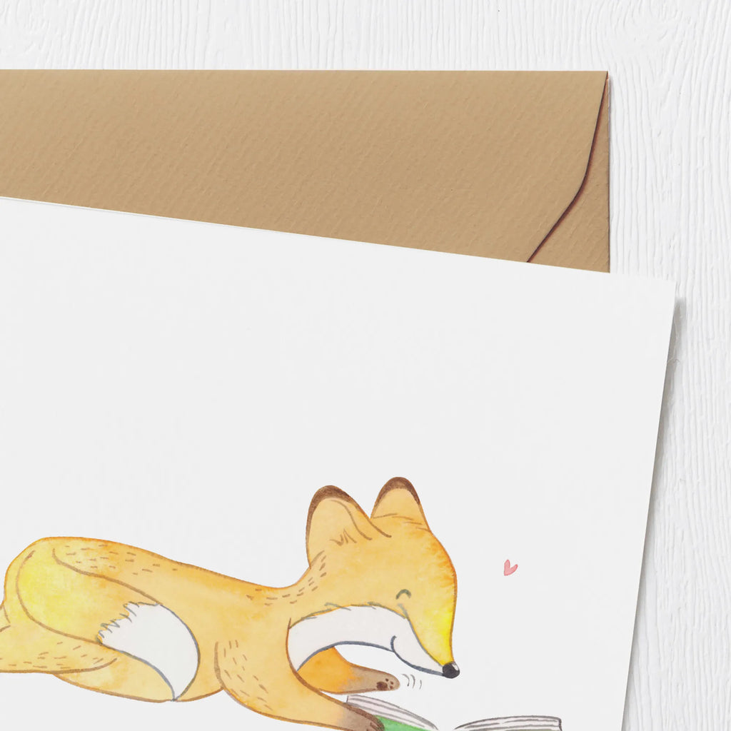 Deluxe Karte Fuchs Lesen Geburtstagskarte, Klappkarte, Hochzeitskarte, Grußkarte, Karte, Einladungskarte, Hochwertige Klappkarte, Glückwunschkarte, Hochwertige Grußkarte, Geschenk, Sport, Sportart, Hobby, Schenken, Danke, Dankeschön, Auszeichnung, Gewinn, Sportler, lesen, Bücher lesen, Bücherwurm