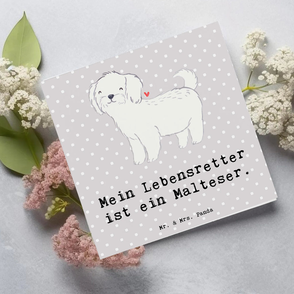Deluxe Karte Malteser Lebensretter Hochwertige Grußkarte, Karte, Hochzeitskarte, Geburtstagskarte, Klappkarte, Glückwunschkarte, Einladungskarte, Hochwertige Klappkarte, Grußkarte, Hund, Hunderasse, Rassehund, Hundebesitzer, Geschenk, Tierfreund, Schenken, Welpe, Malteser
