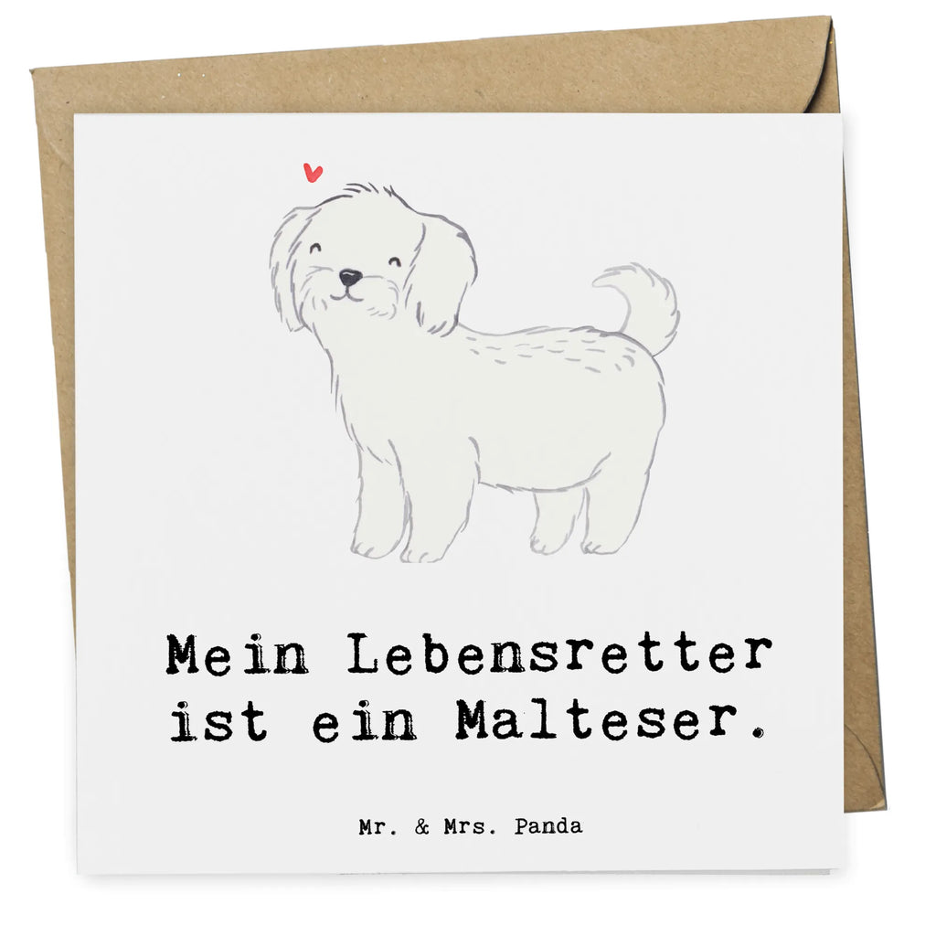 Deluxe Karte Malteser Lebensretter Hochwertige Grußkarte, Karte, Hochzeitskarte, Geburtstagskarte, Klappkarte, Glückwunschkarte, Einladungskarte, Hochwertige Klappkarte, Grußkarte, Hund, Hunderasse, Rassehund, Hundebesitzer, Geschenk, Tierfreund, Schenken, Welpe, Malteser