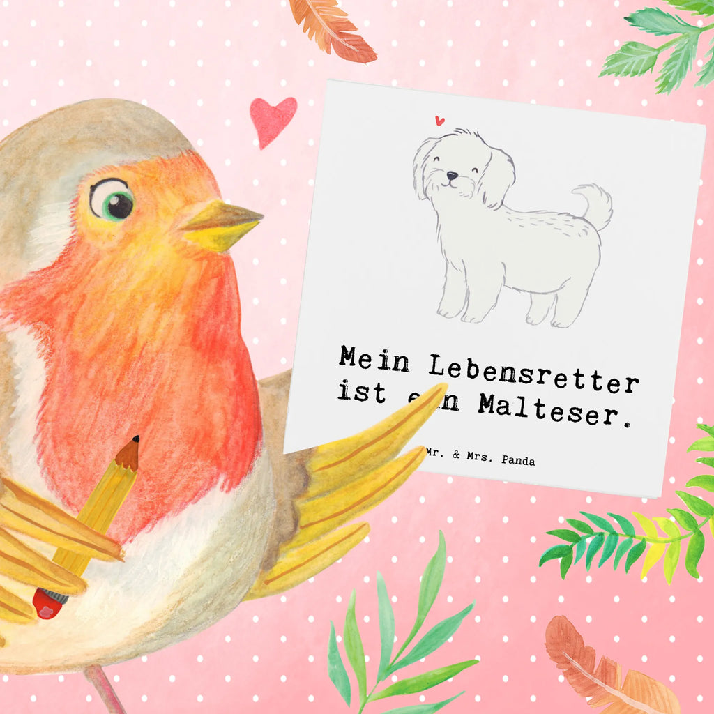 Deluxe Karte Malteser Lebensretter Hochwertige Grußkarte, Karte, Hochzeitskarte, Geburtstagskarte, Klappkarte, Glückwunschkarte, Einladungskarte, Hochwertige Klappkarte, Grußkarte, Hund, Hunderasse, Rassehund, Hundebesitzer, Geschenk, Tierfreund, Schenken, Welpe, Malteser