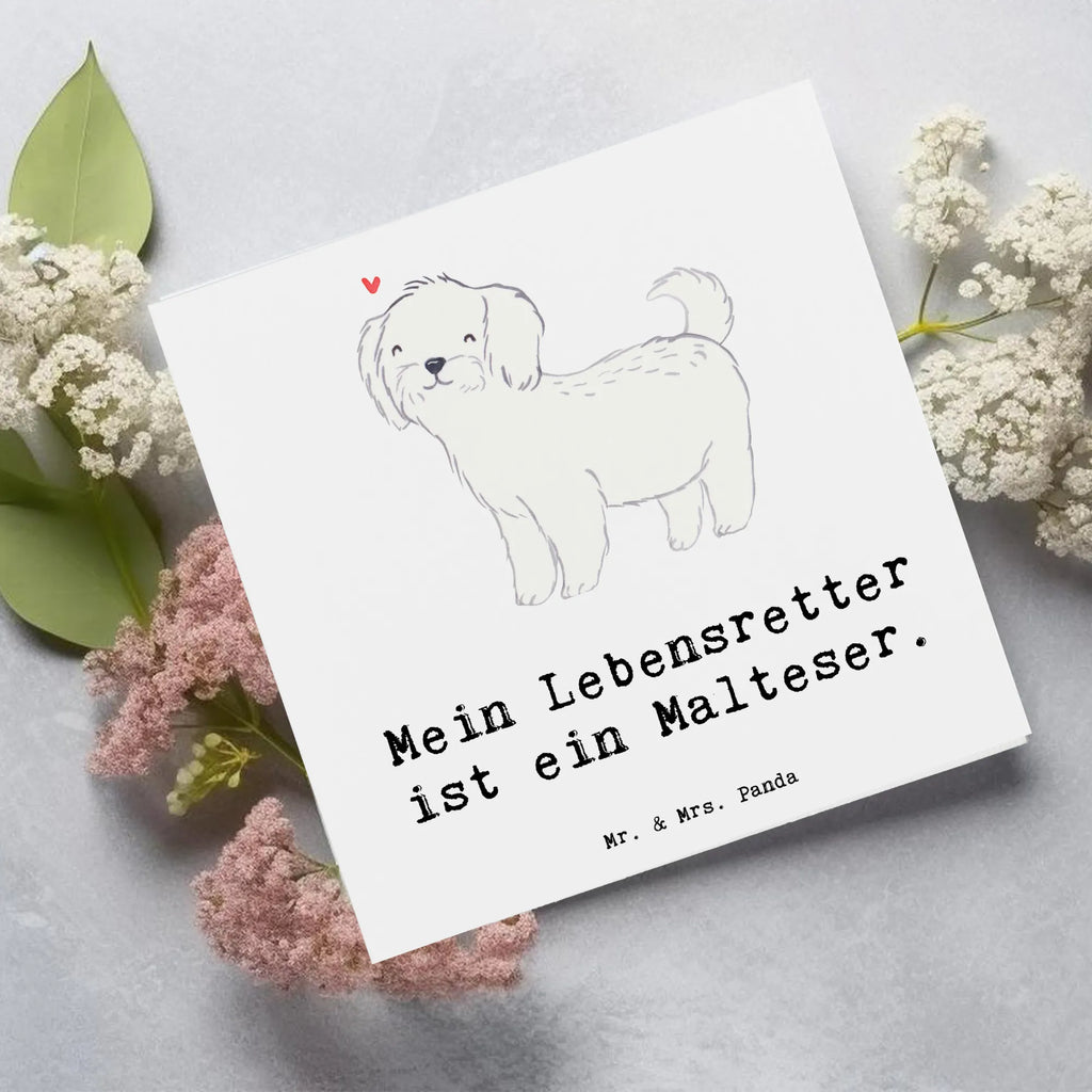 Deluxe Karte Malteser Lebensretter Hochwertige Grußkarte, Karte, Hochzeitskarte, Geburtstagskarte, Klappkarte, Glückwunschkarte, Einladungskarte, Hochwertige Klappkarte, Grußkarte, Hund, Hunderasse, Rassehund, Hundebesitzer, Geschenk, Tierfreund, Schenken, Welpe, Malteser