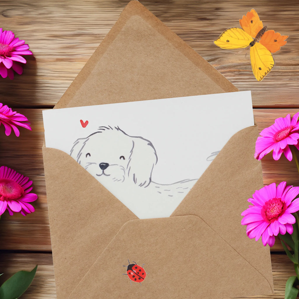 Deluxe Karte Malteser Lebensretter Hochwertige Grußkarte, Karte, Hochzeitskarte, Geburtstagskarte, Klappkarte, Glückwunschkarte, Einladungskarte, Hochwertige Klappkarte, Grußkarte, Hund, Hunderasse, Rassehund, Hundebesitzer, Geschenk, Tierfreund, Schenken, Welpe, Malteser