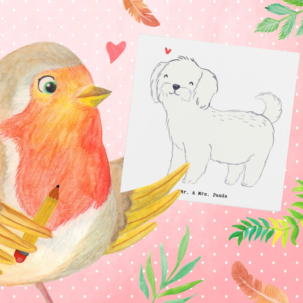 Deluxe Karte Malteser Lebensretter Hochwertige Grußkarte, Karte, Hochzeitskarte, Geburtstagskarte, Klappkarte, Glückwunschkarte, Einladungskarte, Hochwertige Klappkarte, Grußkarte, Hund, Hunderasse, Rassehund, Hundebesitzer, Geschenk, Tierfreund, Schenken, Welpe, Malteser