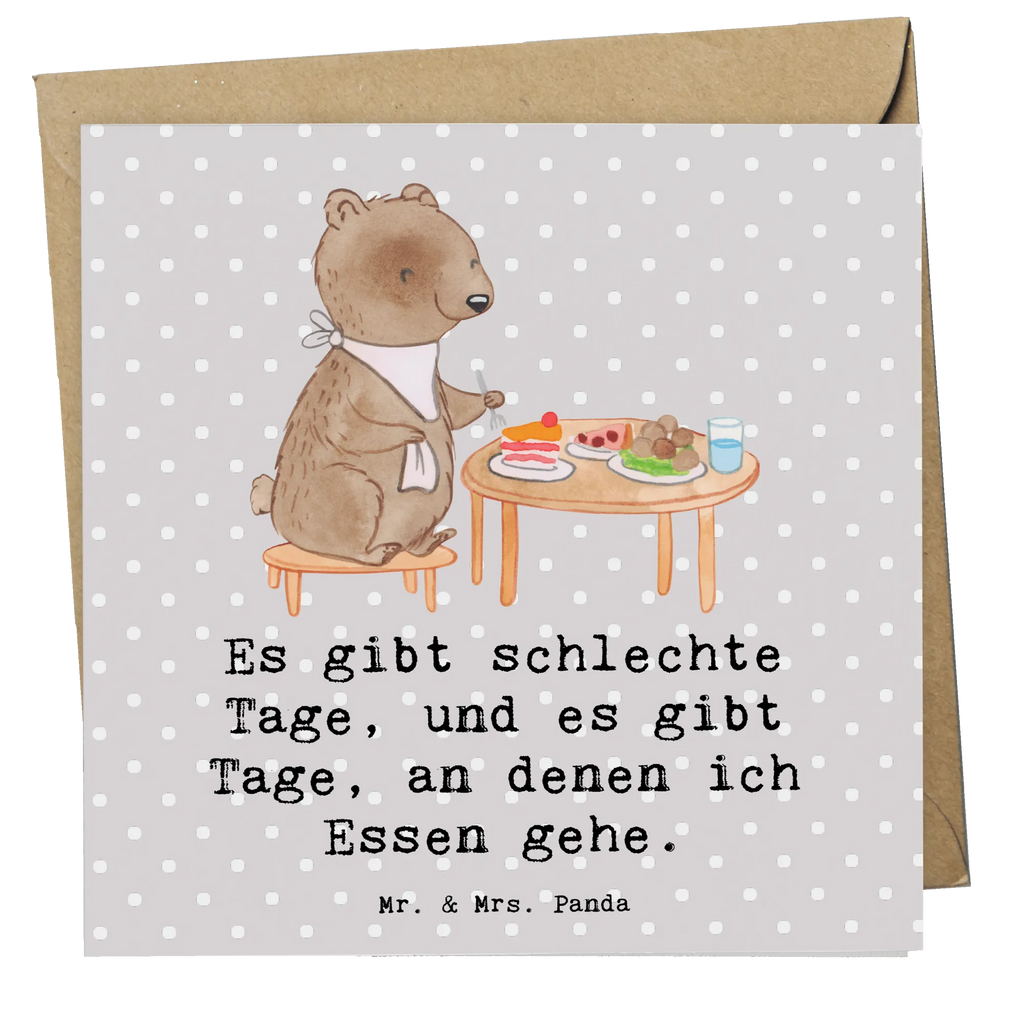 Deluxe Card bear to eat out Klappkarte, Karte, Grußkarte, Hochwertige Klappkarte, Hochzeitskarte, Glückwunschkarte, Einladungskarte, Hochwertige Grußkarte, Geburtstagskarte, Geschenk, Sport, Sportart, Hobby, Schenken, Danke, Dankeschön, Auszeichnung, Gewinn, Sportler, Essen, Essen gehen, Restaurantbesuch, Restaurant