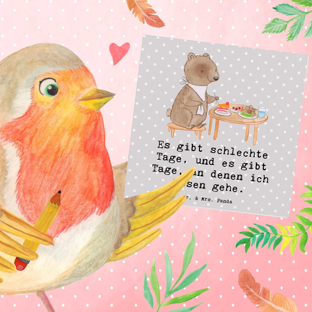 Deluxe Card bear to eat out Klappkarte, Karte, Grußkarte, Hochwertige Klappkarte, Hochzeitskarte, Glückwunschkarte, Einladungskarte, Hochwertige Grußkarte, Geburtstagskarte, Geschenk, Sport, Sportart, Hobby, Schenken, Danke, Dankeschön, Auszeichnung, Gewinn, Sportler, Essen, Essen gehen, Restaurantbesuch, Restaurant