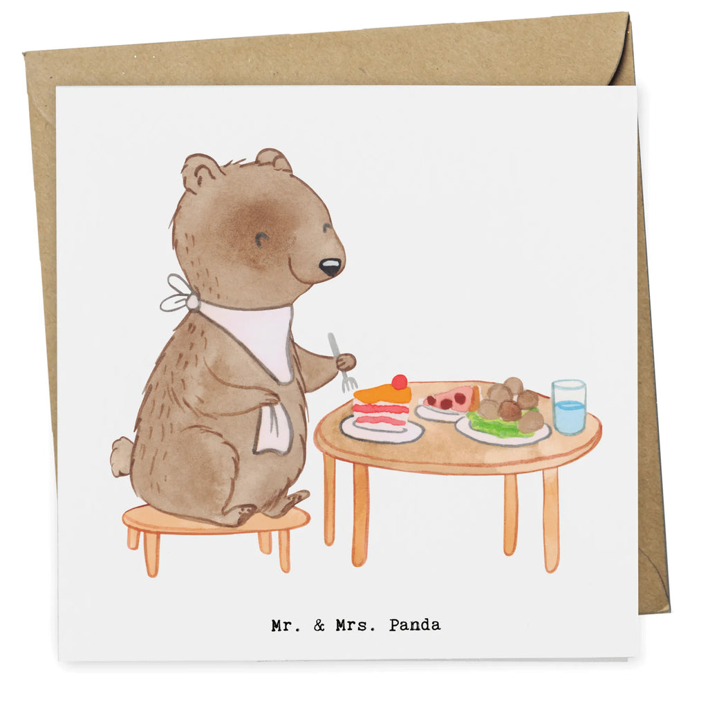 Deluxe Card bear to eat out Klappkarte, Karte, Grußkarte, Hochwertige Klappkarte, Hochzeitskarte, Glückwunschkarte, Einladungskarte, Hochwertige Grußkarte, Geburtstagskarte, Geschenk, Sport, Sportart, Hobby, Schenken, Danke, Dankeschön, Auszeichnung, Gewinn, Sportler, Essen, Essen gehen, Restaurantbesuch, Restaurant