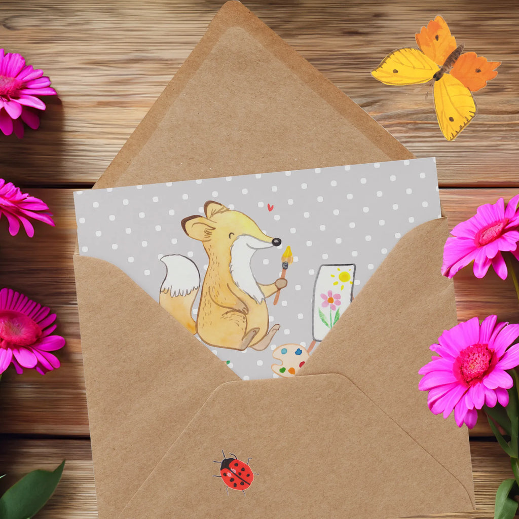 Deluxe Card Fox To paint Geschenkkarte, Einladungskarte, lustige karten, Gutscheinkarte, Glückwunschkarte, Klappkarte, Karte, Hochwertige Klappkarte, Hochzeitskarte, Grußkarte, abschiedskarte, quadratische karte, Dankeskarte, geburtskarte, Hochwertige Grußkarte, Geburtstagskarte, sprüche karten, weihnachtskarte, Sportart, Hobby, Danke, Dankeschön, Geschenk, Auszeichnung, Gewinn, Sportler, Schenken, Sport, Zeichnen, Künstler, Hobbyzeichner, Künstlerin, Malen