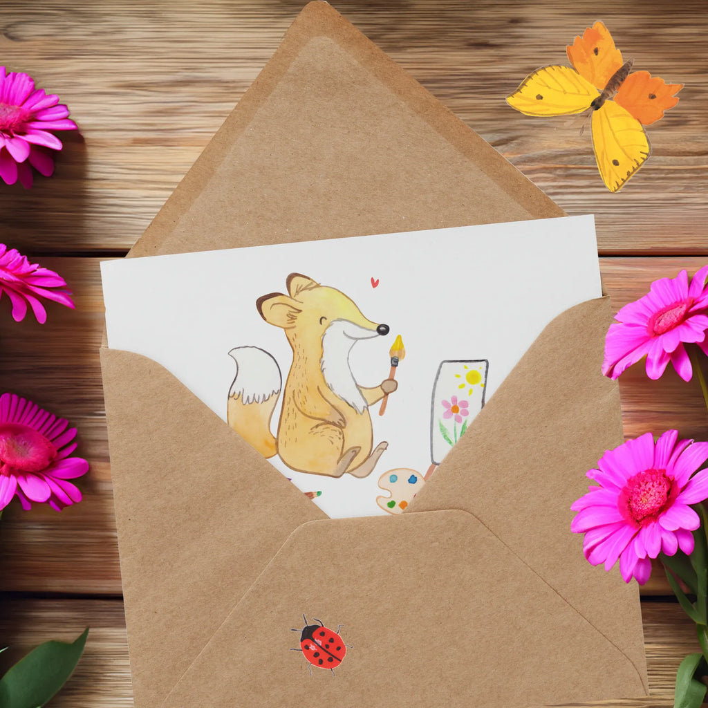 Deluxe Card Fox To paint Geschenkkarte, Einladungskarte, lustige karten, Gutscheinkarte, Glückwunschkarte, Klappkarte, Karte, Hochwertige Klappkarte, Hochzeitskarte, Grußkarte, abschiedskarte, quadratische karte, Dankeskarte, geburtskarte, Hochwertige Grußkarte, Geburtstagskarte, sprüche karten, weihnachtskarte, Sportart, Hobby, Danke, Dankeschön, Geschenk, Auszeichnung, Gewinn, Sportler, Schenken, Sport, Zeichnen, Künstler, Hobbyzeichner, Künstlerin, Malen