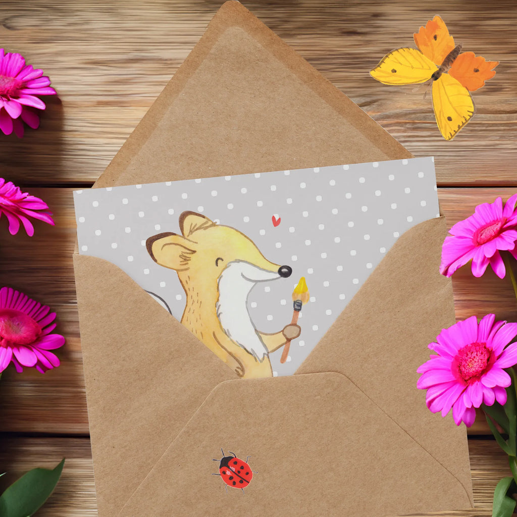 Deluxe Card Fox To paint Geschenkkarte, Einladungskarte, lustige karten, Gutscheinkarte, Glückwunschkarte, Klappkarte, Karte, Hochwertige Klappkarte, Hochzeitskarte, Grußkarte, abschiedskarte, quadratische karte, Dankeskarte, geburtskarte, Hochwertige Grußkarte, Geburtstagskarte, sprüche karten, weihnachtskarte, Sportart, Hobby, Danke, Dankeschön, Geschenk, Auszeichnung, Gewinn, Sportler, Schenken, Sport, Zeichnen, Künstler, Hobbyzeichner, Künstlerin, Malen