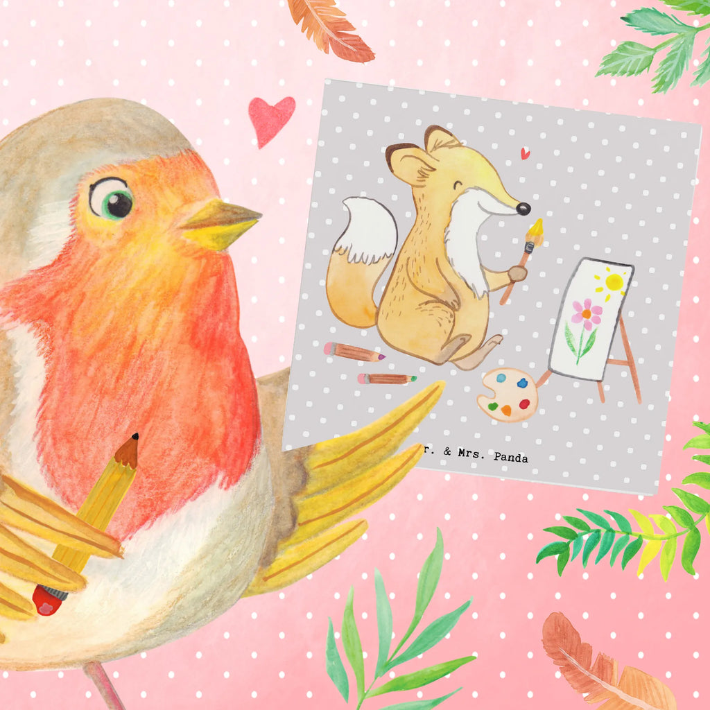 Deluxe Card Fox To paint Geschenkkarte, Einladungskarte, lustige karten, Gutscheinkarte, Glückwunschkarte, Klappkarte, Karte, Hochwertige Klappkarte, Hochzeitskarte, Grußkarte, abschiedskarte, quadratische karte, Dankeskarte, geburtskarte, Hochwertige Grußkarte, Geburtstagskarte, sprüche karten, weihnachtskarte, Sportart, Hobby, Danke, Dankeschön, Geschenk, Auszeichnung, Gewinn, Sportler, Schenken, Sport, Zeichnen, Künstler, Hobbyzeichner, Künstlerin, Malen