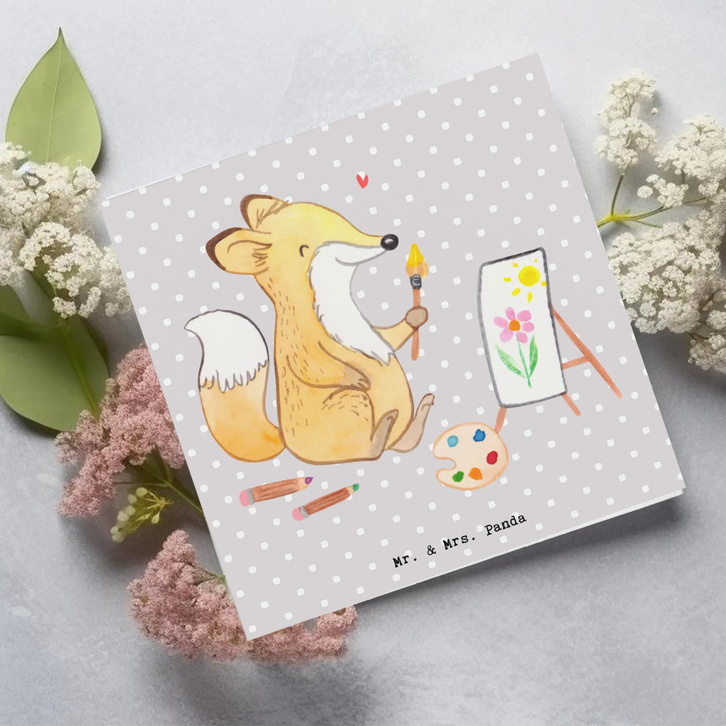 Deluxe Card Fox To paint Geschenkkarte, Einladungskarte, lustige karten, Gutscheinkarte, Glückwunschkarte, Klappkarte, Karte, Hochwertige Klappkarte, Hochzeitskarte, Grußkarte, abschiedskarte, quadratische karte, Dankeskarte, geburtskarte, Hochwertige Grußkarte, Geburtstagskarte, sprüche karten, weihnachtskarte, Sportart, Hobby, Danke, Dankeschön, Geschenk, Auszeichnung, Gewinn, Sportler, Schenken, Sport, Zeichnen, Künstler, Hobbyzeichner, Künstlerin, Malen