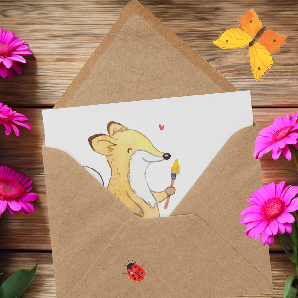 Deluxe Card Fox To paint Geschenkkarte, Einladungskarte, lustige karten, Gutscheinkarte, Glückwunschkarte, Klappkarte, Karte, Hochwertige Klappkarte, Hochzeitskarte, Grußkarte, abschiedskarte, quadratische karte, Dankeskarte, geburtskarte, Hochwertige Grußkarte, Geburtstagskarte, sprüche karten, weihnachtskarte, Sportart, Hobby, Danke, Dankeschön, Geschenk, Auszeichnung, Gewinn, Sportler, Schenken, Sport, Zeichnen, Künstler, Hobbyzeichner, Künstlerin, Malen