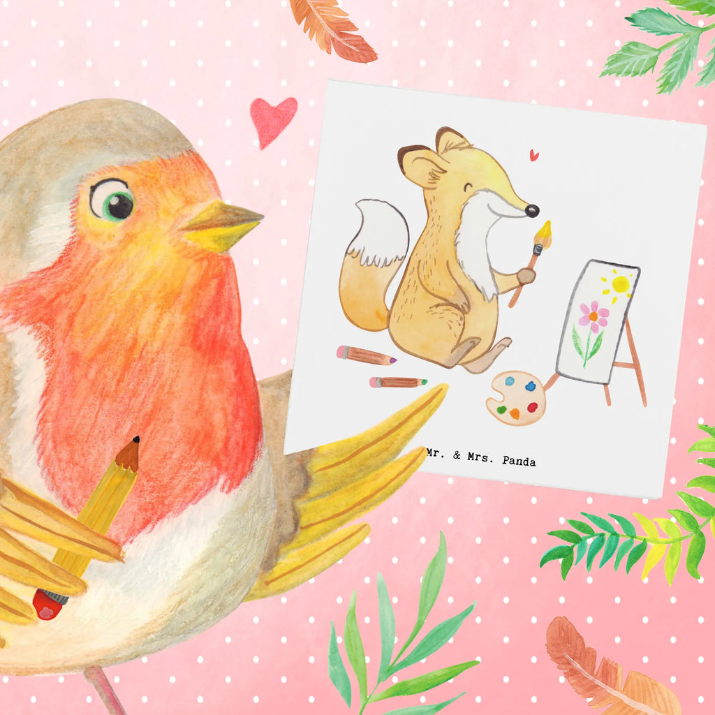 Deluxe Card Fox To paint Geschenkkarte, Einladungskarte, lustige karten, Gutscheinkarte, Glückwunschkarte, Klappkarte, Karte, Hochwertige Klappkarte, Hochzeitskarte, Grußkarte, abschiedskarte, quadratische karte, Dankeskarte, geburtskarte, Hochwertige Grußkarte, Geburtstagskarte, sprüche karten, weihnachtskarte, Sportart, Hobby, Danke, Dankeschön, Geschenk, Auszeichnung, Gewinn, Sportler, Schenken, Sport, Zeichnen, Künstler, Hobbyzeichner, Künstlerin, Malen