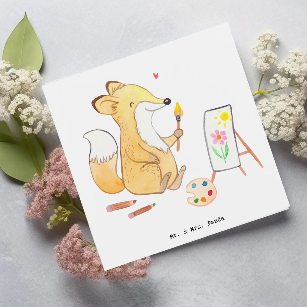 Deluxe Card Fox To paint Geschenkkarte, Einladungskarte, lustige karten, Gutscheinkarte, Glückwunschkarte, Klappkarte, Karte, Hochwertige Klappkarte, Hochzeitskarte, Grußkarte, abschiedskarte, quadratische karte, Dankeskarte, geburtskarte, Hochwertige Grußkarte, Geburtstagskarte, sprüche karten, weihnachtskarte, Sportart, Hobby, Danke, Dankeschön, Geschenk, Auszeichnung, Gewinn, Sportler, Schenken, Sport, Zeichnen, Künstler, Hobbyzeichner, Künstlerin, Malen