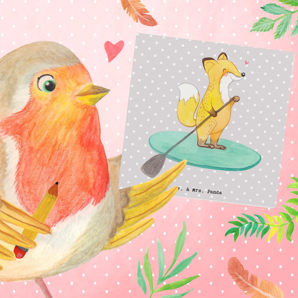 Deluxe Card Fox Stand up paddling Hochwertige Grußkarte, Einladungskarte, Karte, Klappkarte, Geburtstagskarte, Glückwunschkarte, Hochwertige Klappkarte, Grußkarte, Hochzeitskarte, Geschenk, Sport, Sportart, Hobby, Schenken, Danke, Dankeschön, Auszeichnung, Gewinn, Sportler, subben, Stand up paddle, Paddle Boarding, Stand Up Paddling, SUB