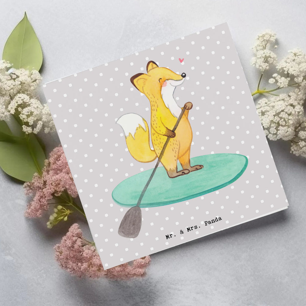 Deluxe Card Fox Stand up paddling Hochwertige Grußkarte, Einladungskarte, Karte, Klappkarte, Geburtstagskarte, Glückwunschkarte, Hochwertige Klappkarte, Grußkarte, Hochzeitskarte, Geschenk, Sport, Sportart, Hobby, Schenken, Danke, Dankeschön, Auszeichnung, Gewinn, Sportler, subben, Stand up paddle, Paddle Boarding, Stand Up Paddling, SUB