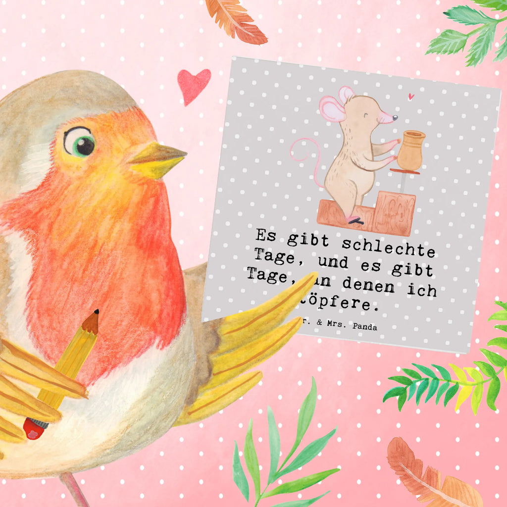 Deluxe Karte Maus Töpfern Karte, Glückwunschkarte, Klappkarte, Einladungskarte, Hochwertige Grußkarte, Hochzeitskarte, Hochwertige Klappkarte, Geburtstagskarte, Grußkarte, Geschenk, Sport, Sportart, Hobby, Schenken, Danke, Dankeschön, Auszeichnung, Gewinn, Sportler, Töpferkurs, Töpferei, Töpfern