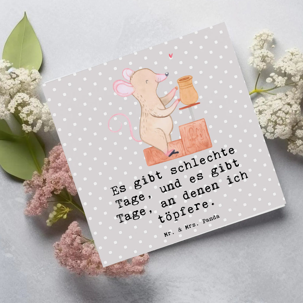 Deluxe Karte Maus Töpfern Karte, Glückwunschkarte, Klappkarte, Einladungskarte, Hochwertige Grußkarte, Hochzeitskarte, Hochwertige Klappkarte, Geburtstagskarte, Grußkarte, Geschenk, Sport, Sportart, Hobby, Schenken, Danke, Dankeschön, Auszeichnung, Gewinn, Sportler, Töpferkurs, Töpferei, Töpfern