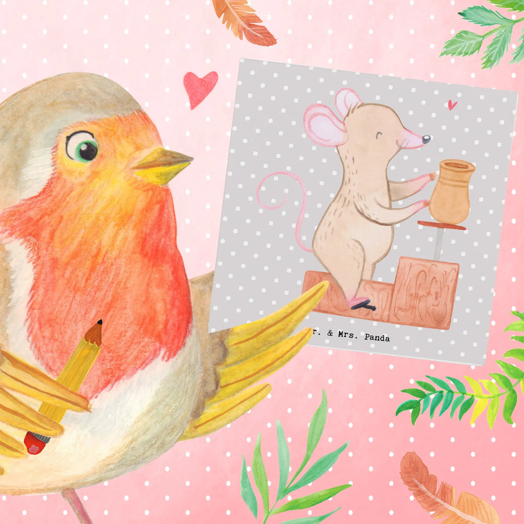 Deluxe Karte Maus Töpfern Karte, Glückwunschkarte, Klappkarte, Einladungskarte, Hochwertige Grußkarte, Hochzeitskarte, Hochwertige Klappkarte, Geburtstagskarte, Grußkarte, Geschenk, Sport, Sportart, Hobby, Schenken, Danke, Dankeschön, Auszeichnung, Gewinn, Sportler, Töpferkurs, Töpferei, Töpfern