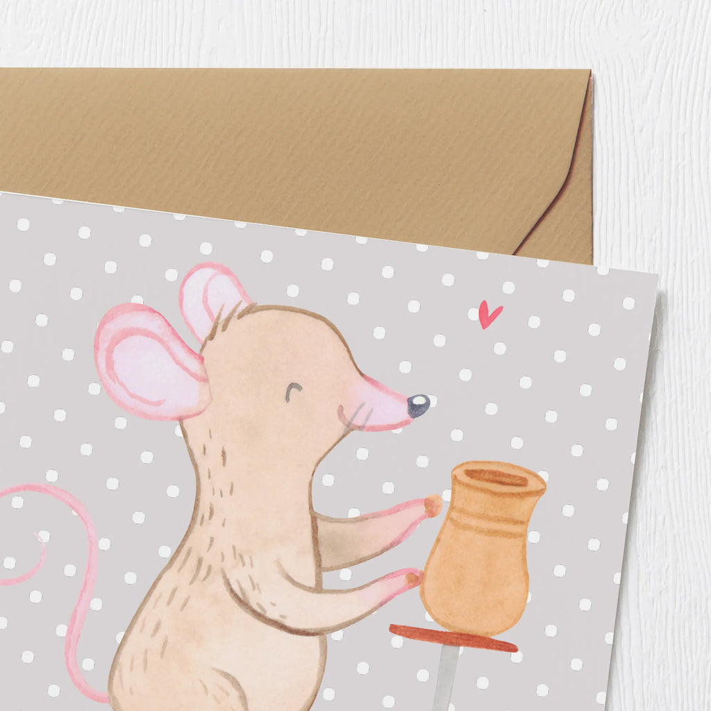 Deluxe Karte Maus Töpfern Karte, Glückwunschkarte, Klappkarte, Einladungskarte, Hochwertige Grußkarte, Hochzeitskarte, Hochwertige Klappkarte, Geburtstagskarte, Grußkarte, Geschenk, Sport, Sportart, Hobby, Schenken, Danke, Dankeschön, Auszeichnung, Gewinn, Sportler, Töpferkurs, Töpferei, Töpfern