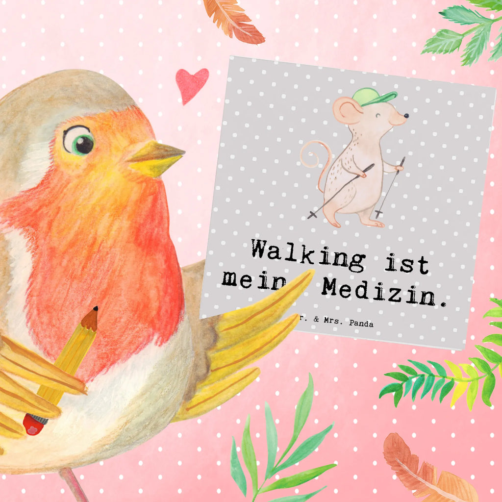 Deluxe Card Mouse walking Hochwertige Grußkarte, Grußkarte, Karte, Geburtstagskarte, Glückwunschkarte, Hochwertige Klappkarte, Einladungskarte, Hochzeitskarte, Klappkarte, Geschenk, Sport, Sportart, Hobby, Schenken, Danke, Dankeschön, Auszeichnung, Gewinn, Sportler, schnelles Gehen, Walking, Spazieren gehen, Walken