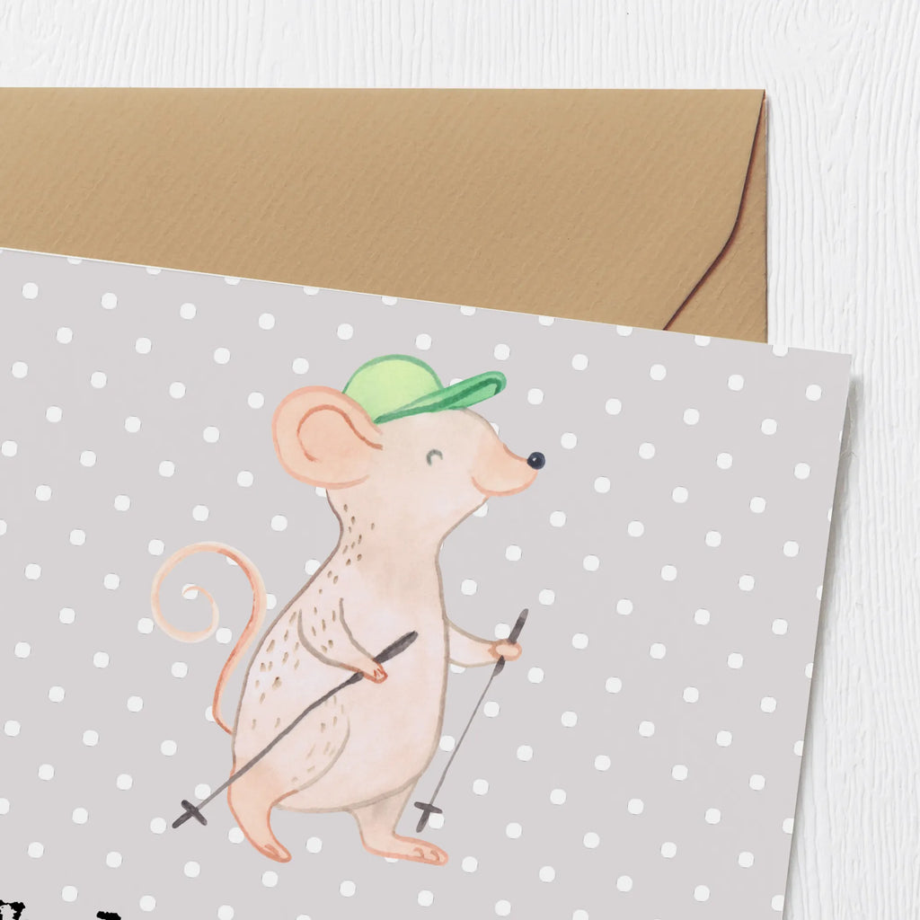 Deluxe Card Mouse walking Hochwertige Grußkarte, Grußkarte, Karte, Geburtstagskarte, Glückwunschkarte, Hochwertige Klappkarte, Einladungskarte, Hochzeitskarte, Klappkarte, Geschenk, Sport, Sportart, Hobby, Schenken, Danke, Dankeschön, Auszeichnung, Gewinn, Sportler, schnelles Gehen, Walking, Spazieren gehen, Walken