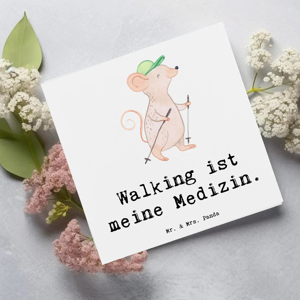 Deluxe Card Mouse walking Hochwertige Grußkarte, Grußkarte, Karte, Geburtstagskarte, Glückwunschkarte, Hochwertige Klappkarte, Einladungskarte, Hochzeitskarte, Klappkarte, Geschenk, Sport, Sportart, Hobby, Schenken, Danke, Dankeschön, Auszeichnung, Gewinn, Sportler, schnelles Gehen, Walking, Spazieren gehen, Walken