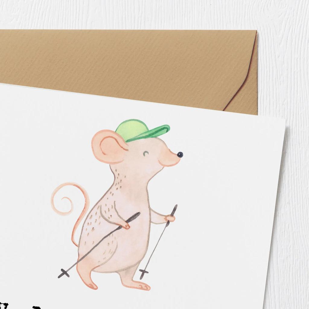 Deluxe Card Mouse walking Hochwertige Grußkarte, Grußkarte, Karte, Geburtstagskarte, Glückwunschkarte, Hochwertige Klappkarte, Einladungskarte, Hochzeitskarte, Klappkarte, Geschenk, Sport, Sportart, Hobby, Schenken, Danke, Dankeschön, Auszeichnung, Gewinn, Sportler, schnelles Gehen, Walking, Spazieren gehen, Walken