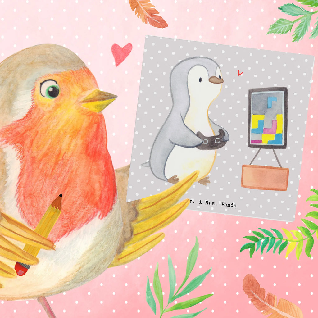 Deluxe Card penguin Gamble Karte, Glückwunschkarte, Hochwertige Grußkarte, Geburtstagskarte, Hochzeitskarte, Grußkarte, Klappkarte, Hochwertige Klappkarte, Einladungskarte, Geschenk, Sport, Sportart, Hobby, Schenken, Danke, Dankeschön, Auszeichnung, Gewinn, Sportler, Videospiele, Videogames, Gaming, Zocken