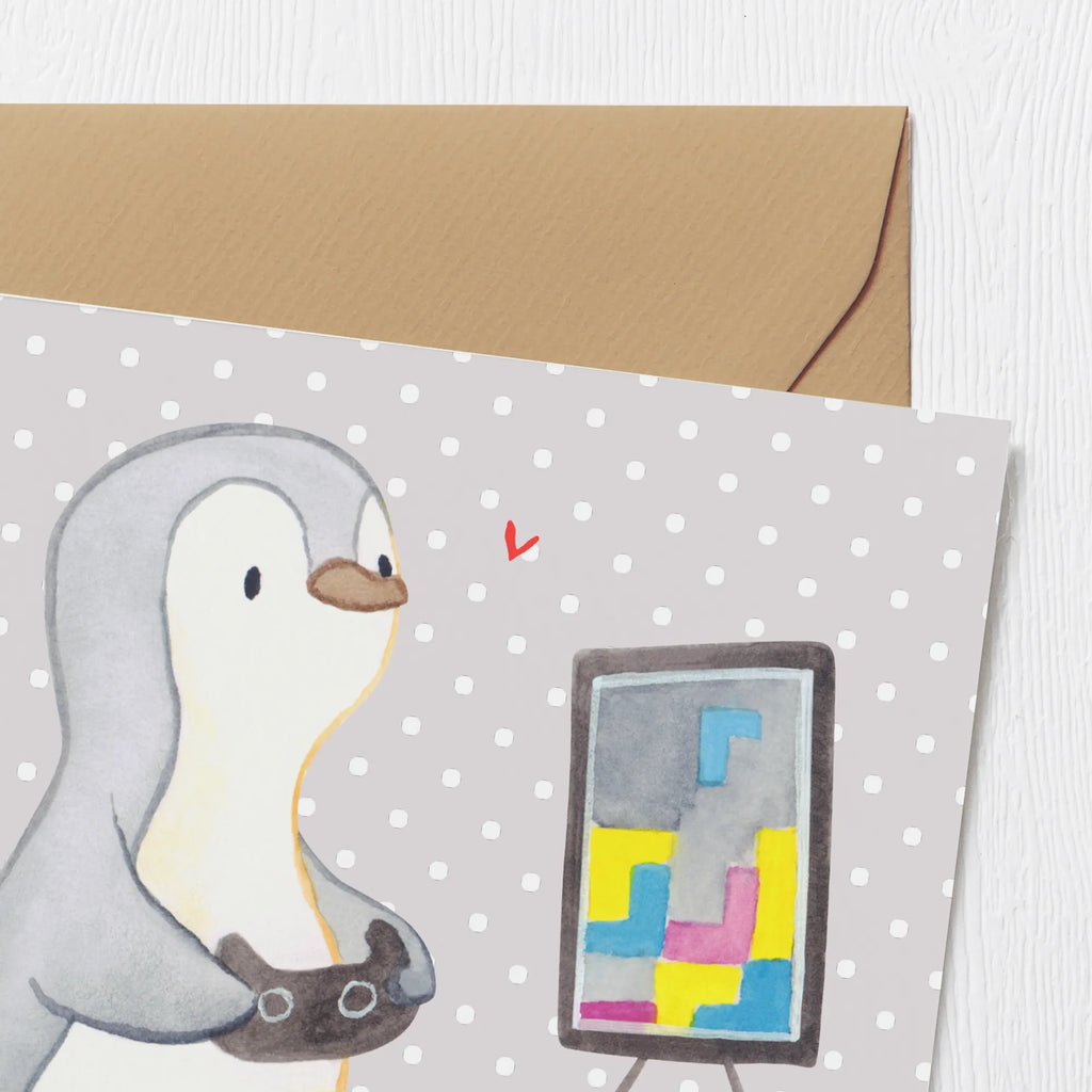 Deluxe Card penguin Gamble Karte, Glückwunschkarte, Hochwertige Grußkarte, Geburtstagskarte, Hochzeitskarte, Grußkarte, Klappkarte, Hochwertige Klappkarte, Einladungskarte, Geschenk, Sport, Sportart, Hobby, Schenken, Danke, Dankeschön, Auszeichnung, Gewinn, Sportler, Videospiele, Videogames, Gaming, Zocken