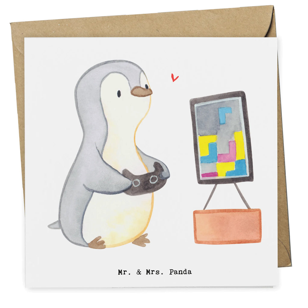 Deluxe Card penguin Gamble Karte, Glückwunschkarte, Hochwertige Grußkarte, Geburtstagskarte, Hochzeitskarte, Grußkarte, Klappkarte, Hochwertige Klappkarte, Einladungskarte, Geschenk, Sport, Sportart, Hobby, Schenken, Danke, Dankeschön, Auszeichnung, Gewinn, Sportler, Videospiele, Videogames, Gaming, Zocken