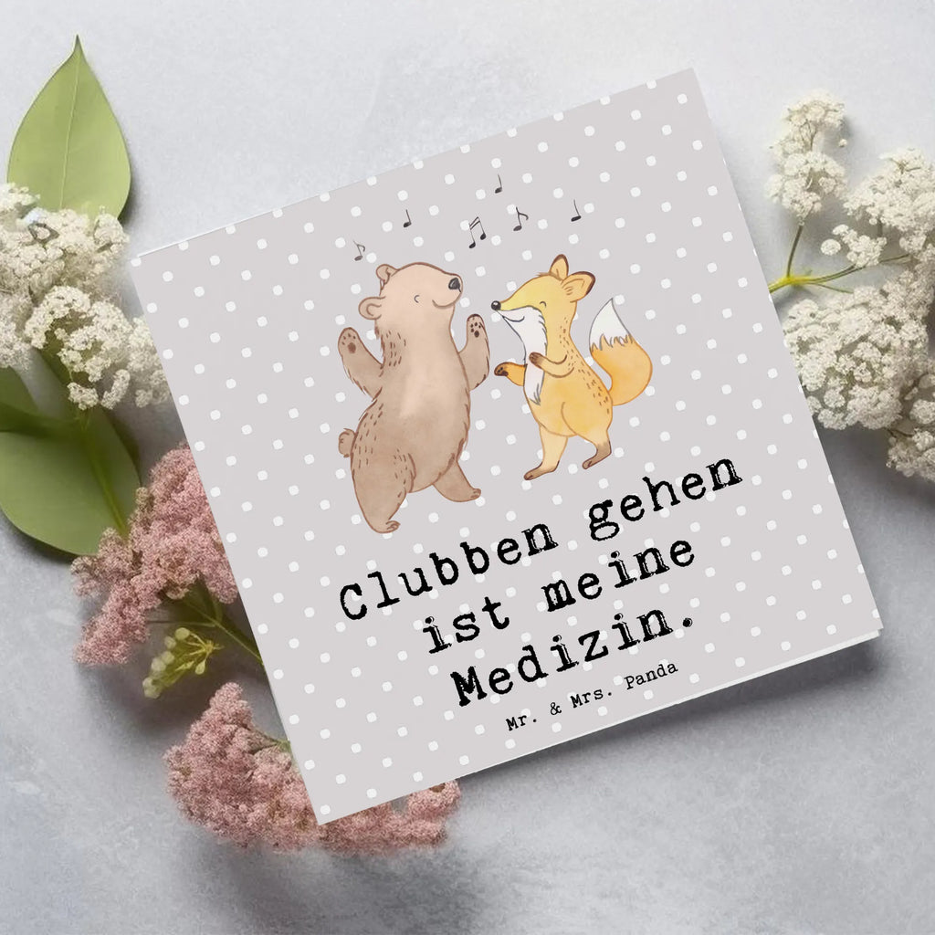 Deluxe Card Bear &amp; Fox disco Hochwertige Grußkarte, Hochzeitskarte, Klappkarte, Geburtstagskarte, Grußkarte, Glückwunschkarte, Karte, Einladungskarte, Hochwertige Klappkarte, Geschenk, Sport, Sportart, Hobby, Schenken, Danke, Dankeschön, Auszeichnung, Gewinn, Sportler, Tanzen, Disco, Clubs, Clubbing, Feiern
