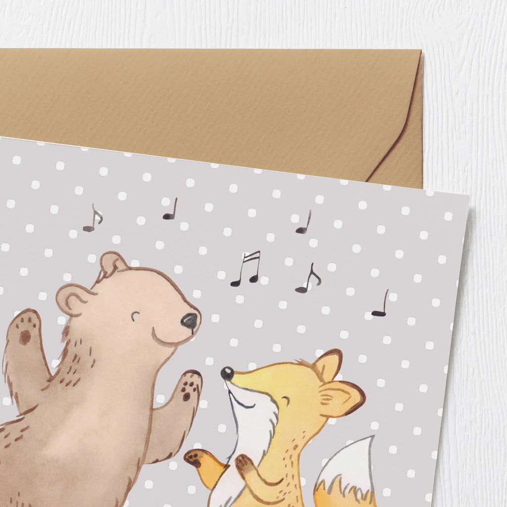 Deluxe Card Bear &amp; Fox disco Hochwertige Grußkarte, Hochzeitskarte, Klappkarte, Geburtstagskarte, Grußkarte, Glückwunschkarte, Karte, Einladungskarte, Hochwertige Klappkarte, Geschenk, Sport, Sportart, Hobby, Schenken, Danke, Dankeschön, Auszeichnung, Gewinn, Sportler, Tanzen, Disco, Clubs, Clubbing, Feiern