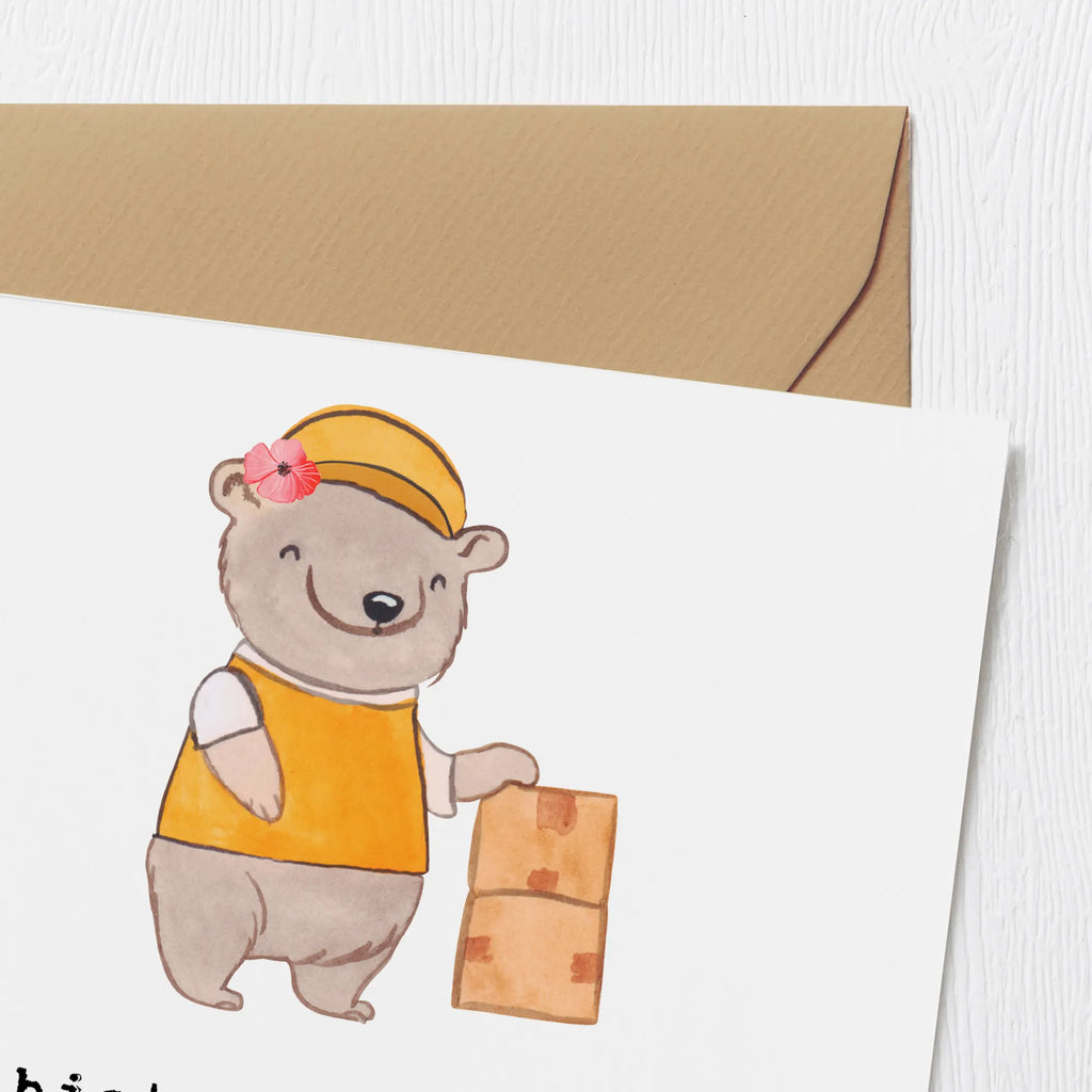 Deluxe Karte Paketzustellerin Herz Hochwertige Grußkarte, Glückwunschkarte, Klappkarte, Hochzeitskarte, Einladungskarte, Karte, Grußkarte, Geburtstagskarte, Hochwertige Klappkarte, Beruf, Ausbildung, Jubiläum, Abschied, Rente, Kollege, Kollegin, Geschenk, Schenken, Arbeitskollege, Mitarbeiter, Firma, Danke, Dankeschön, Zustellservice Pakete, Paketbotin, Paketzustellerin