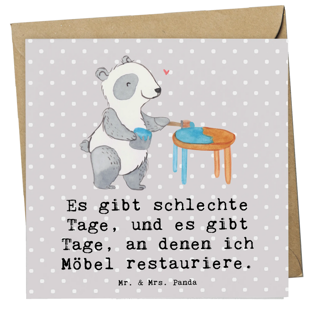 Deluxe Karte Panda Möbel restaurieren Glückwunschkarte, Hochwertige Grußkarte, Klappkarte, Karte, Hochzeitskarte, Geburtstagskarte, Grußkarte, Einladungskarte, Hochwertige Klappkarte, Geschenk, Sport, Sportart, Hobby, Schenken, Danke, Dankeschön, Auszeichnung, Gewinn, Sportler, Handwerk, Möbel restaurieren, antike Möbel restaurieren, Restaurator
