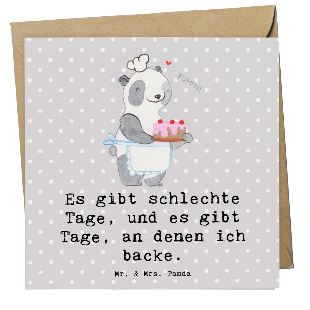 Deluxe Card panda Bake Grußkarte, Karte, Hochwertige Klappkarte, Einladungskarte, Hochwertige Grußkarte, Geburtstagskarte, Hochzeitskarte, Klappkarte, Glückwunschkarte, Geschenk, Sport, Sportart, Hobby, Schenken, Danke, Dankeschön, Auszeichnung, Gewinn, Sportler, Kuchen backen, backen, Hobbybäcker