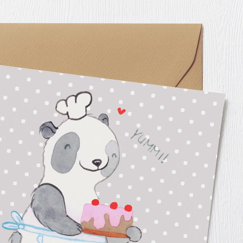 Deluxe Card panda Bake Grußkarte, Karte, Hochwertige Klappkarte, Einladungskarte, Hochwertige Grußkarte, Geburtstagskarte, Hochzeitskarte, Klappkarte, Glückwunschkarte, Geschenk, Sport, Sportart, Hobby, Schenken, Danke, Dankeschön, Auszeichnung, Gewinn, Sportler, Kuchen backen, backen, Hobbybäcker